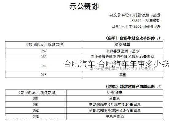 合肥汽车,合肥汽车年审多少钱