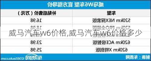 威马汽车w6价格,威马汽车w6价格多少