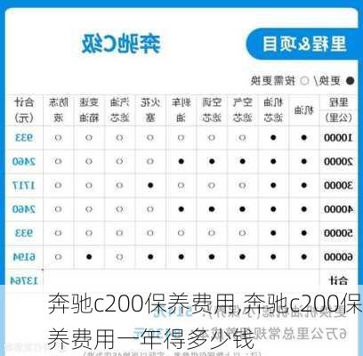 奔驰c200保养费用,奔驰c200保养费用一年得多少钱