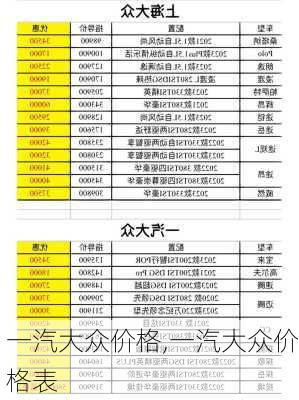 一汽大众价格,一汽大众价格表