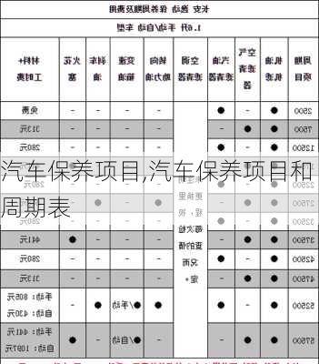 汽车保养项目,汽车保养项目和周期表