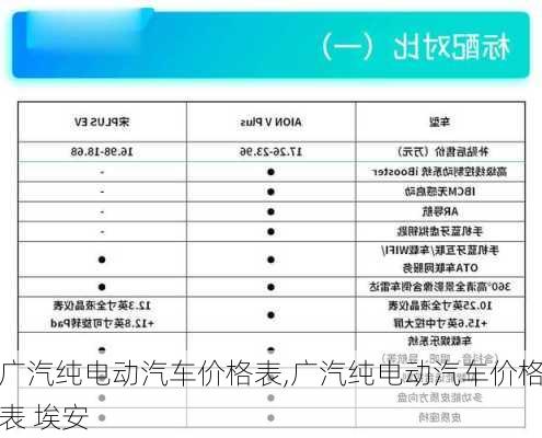 广汽纯电动汽车价格表,广汽纯电动汽车价格表 埃安