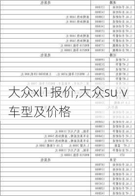 大众xl1报价,大众suⅴ车型及价格