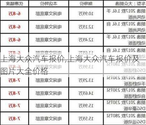 上海大众汽车报价,上海大众汽车报价及图片大全价格