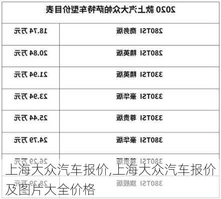 上海大众汽车报价,上海大众汽车报价及图片大全价格