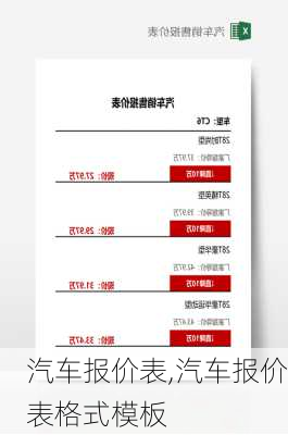 汽车报价表,汽车报价表格式模板