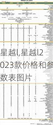 星越l,星越l2023款价格和参数表图片