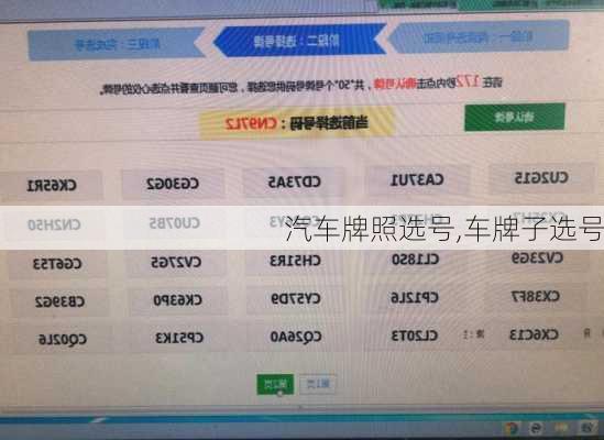 汽车牌照选号,车牌子选号