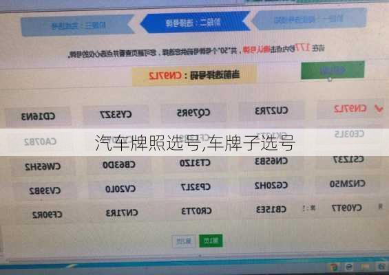 汽车牌照选号,车牌子选号