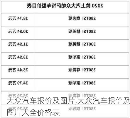 大众汽车报价及图片,大众汽车报价及图片大全价格表