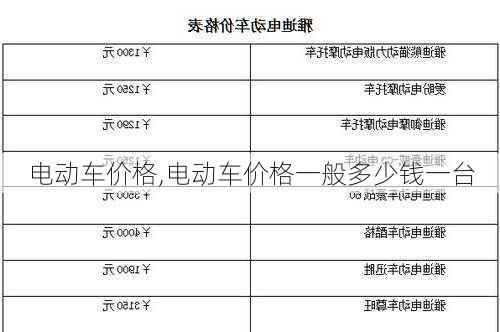 电动车价格,电动车价格一般多少钱一台