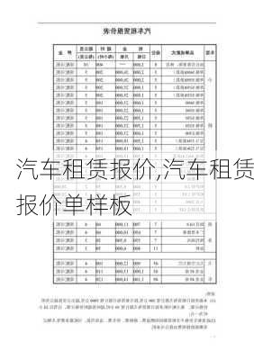 汽车租赁报价,汽车租赁报价单样板