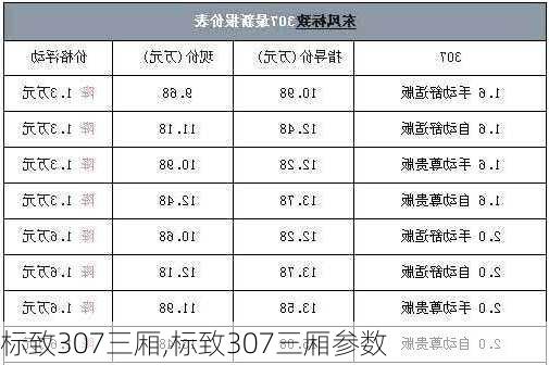 标致307三厢,标致307三厢参数