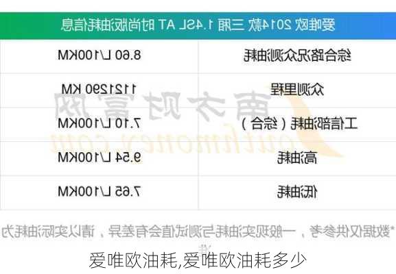 爱唯欧油耗,爱唯欧油耗多少