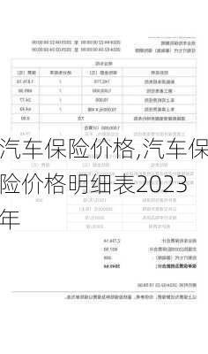 汽车保险价格,汽车保险价格明细表2023年