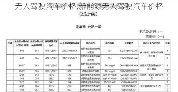 无人驾驶汽车价格,新能源无人驾驶汽车价格