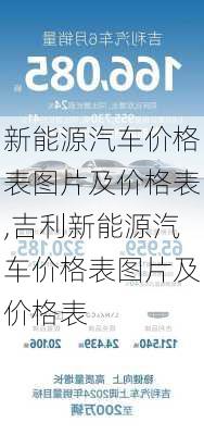 新能源汽车价格表图片及价格表,吉利新能源汽车价格表图片及价格表