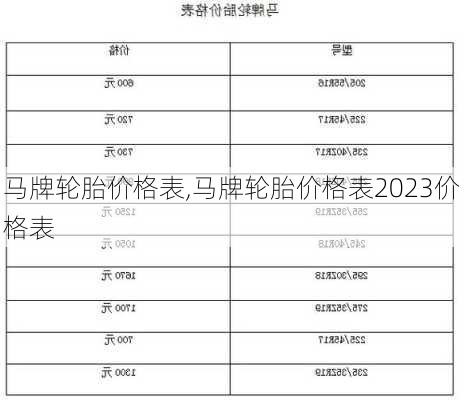 马牌轮胎价格表,马牌轮胎价格表2023价格表