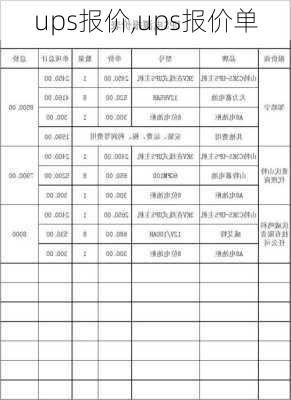 ups报价,ups报价单