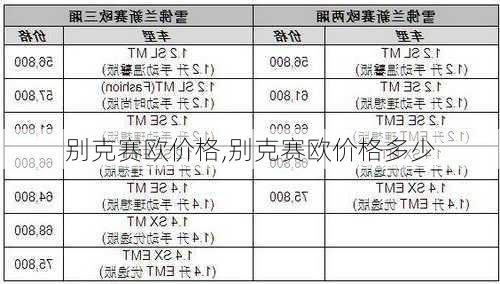 别克赛欧价格,别克赛欧价格多少