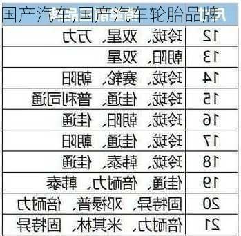 国产汽车,国产汽车轮胎品牌