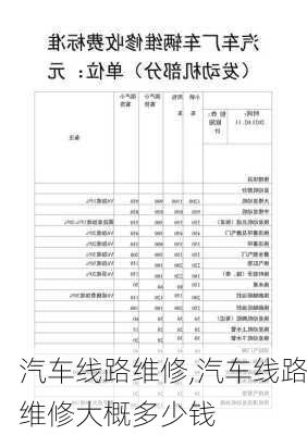 汽车线路维修,汽车线路维修大概多少钱