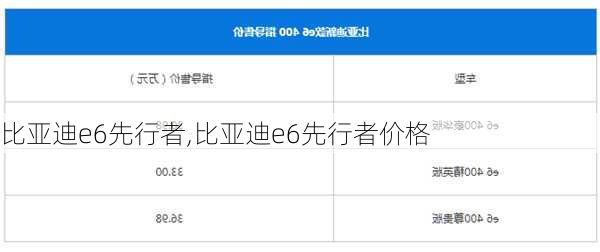 比亚迪e6先行者,比亚迪e6先行者价格