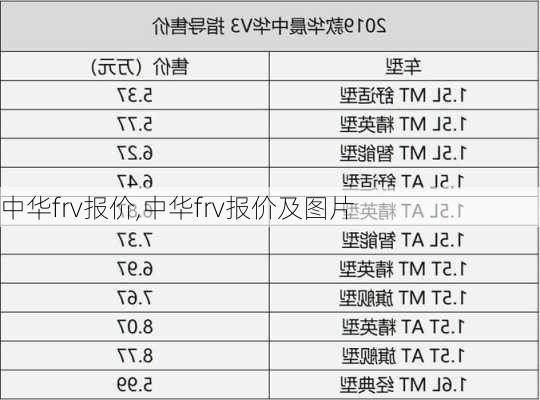 中华frv报价,中华frv报价及图片