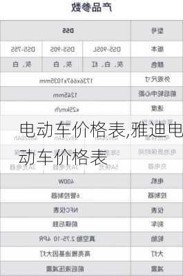电动车价格表,雅迪电动车价格表