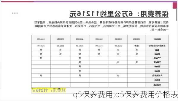 q5保养费用,q5保养费用价格表