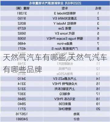 天然气汽车有哪些,天然气汽车有哪些品牌