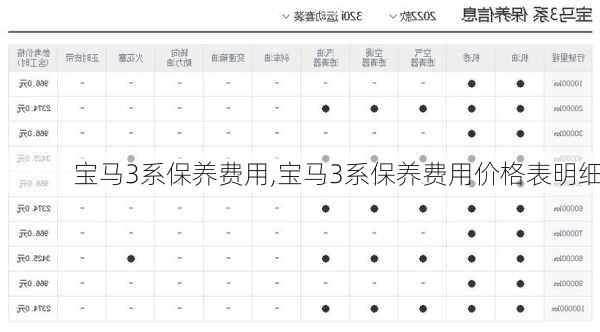 宝马3系保养费用,宝马3系保养费用价格表明细