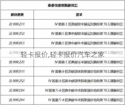 轻卡报价,轻卡报价汽车之家