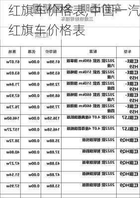 红旗车价格表,中国一汽红旗车价格表